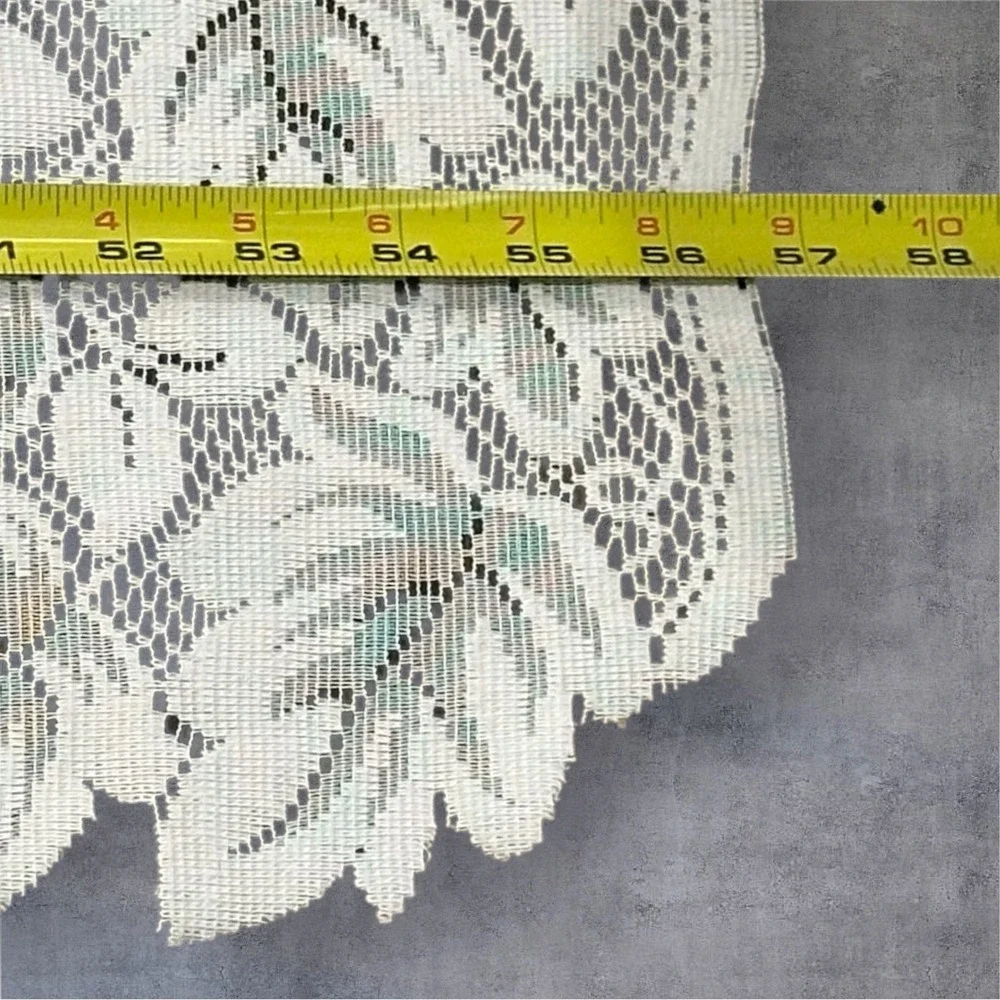 Vintage Lace Curtain Panel Leaf Floral‎ Pattern Scalloped 63x57